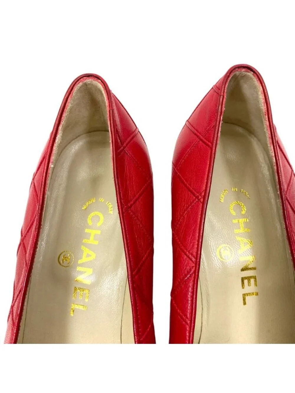 Chanel Quilted Pumps Leather Red High Quality Daily Practical Heel